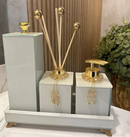 Conjunto Lavabo Mármore com Bandeja e Difusor