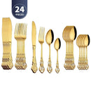 Conjunto de Talheres Dourado Retrô Luxo