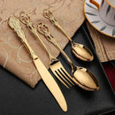 Conjunto de Talheres Dourado Retrô Luxo