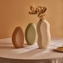 Trio de Vasos de Cerâmica Bege, Verde e Marrom