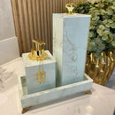 Conjunto Lavabo Luxo Mármore com Bandeja - Vidro