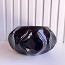 Cachepot Onda Preto em Cerâmica Alto Brilho