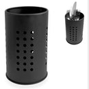Porta-Talheres de Aço Inox Preto Redondo Pia