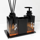 Lavabo Luxo Preto e Rosê com Detalhes em Vidro