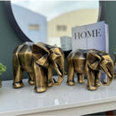 Escultura Elefante Geométrico Dourado Envelhecido