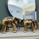Escultura Elefante Geométrico Dourado Envelhecido