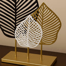 Escultura Folha Tripla em Metal – Arte e Elegância