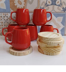 Canecas com Pires de Madeira  – Charme Artesanal