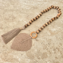 Colar de Mesa Boho em Madeira e Macramê