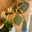 Colar de Mesa Boho em Madeira e Macramê