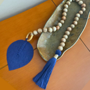 Colar de Mesa Boho em Madeira e Macramê