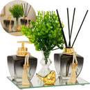Kit Banheiro Lavabo Vidros Degrade Luxo C/ Bandeja Vasinho E Enfeite