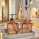 Kit Lavabo Luxo em Vidro Com Bandeja Ambar