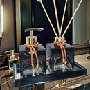 Kit Lavabo Luxo em Vidro Com Bandeja Ambar
