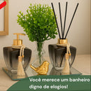Kit Banheiro Lavabo Vidros Degrade Luxo C/ Bandeja Vasinho E Enfeite