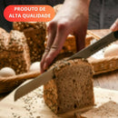 Faca de pão inox profissional com corte serrilhado preciso. Sofisticação, durabilidade e design elegante para sua cozinha.