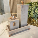Conjunto Lavabo Luxo Mármore com Bandeja - Vidro