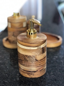 Conjunto Lavabo Madeira com Detalhes Dourados