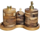 Conjunto Lavabo Madeira com Detalhes Dourados