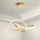 Lustre Pendente Dourado com Luz Escultural