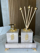 Conjunto Completo Lavabo Luxo com Efeito Mármore