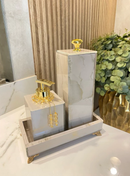 Conjunto Lavabo Luxo Mármore com Bandeja - Vidro